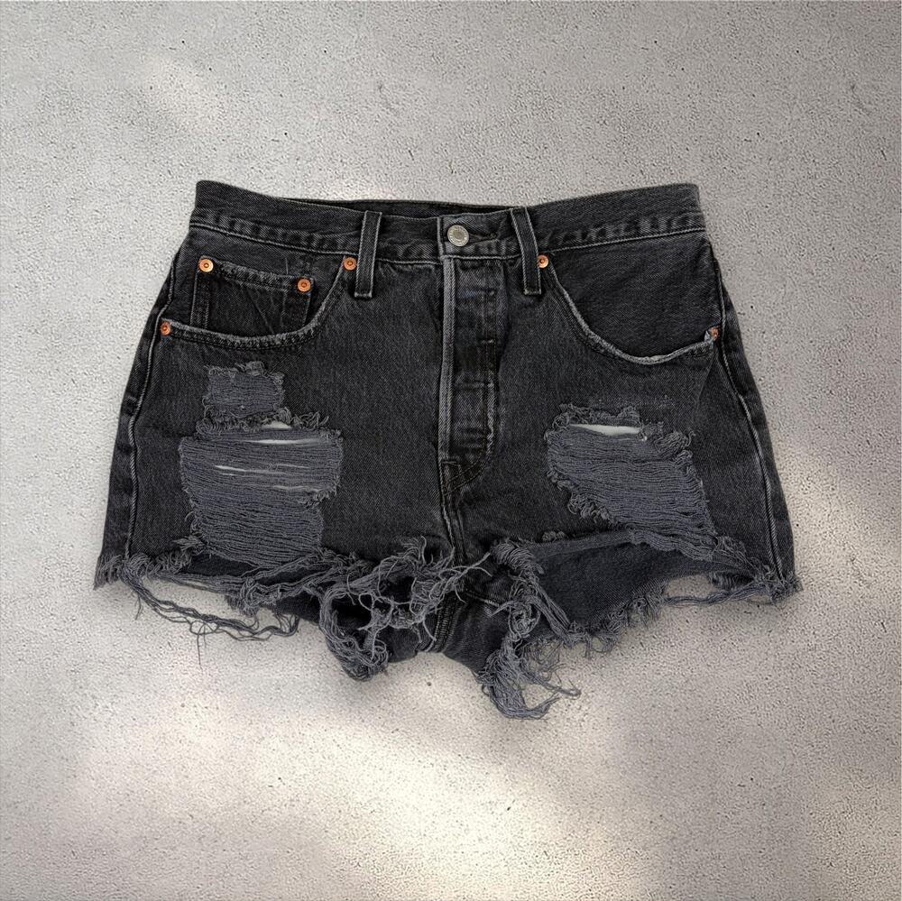 Levi’s 501 Cutoff Denim Shorts Women's 30 Black Button Fly Grunge Y2K Daisy Duke